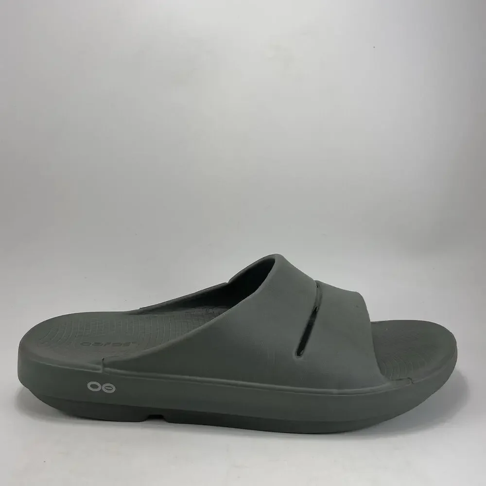 Oofos Ooahh Slide Sandals Mens Size 13 Green Comfort Recovery Relax Shoes